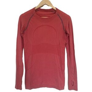 Lululemon Swiftly Tech Long Sleeve Top Coral Pink Crew Running Shirt Size 6